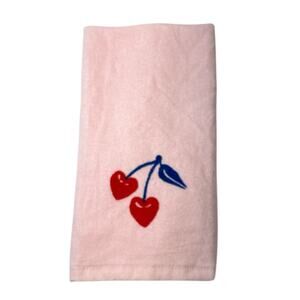 Pink Cherry Heart Hand Towel cotton